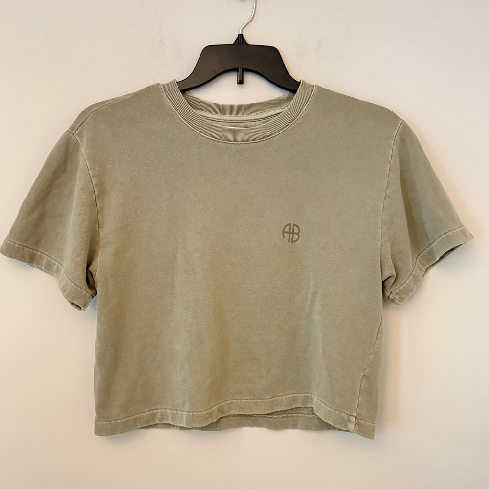 ANINE BING Khaki green Tori Sweatshirt is inspired by classic 90s athletic wear. - Picture 2 of 7
